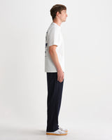 wax london men's Dean - Off-White And Navy Retreat Grid T-Shirt