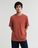 wax london men's Dean - Rust Textured Organic Cotton T-Shirt