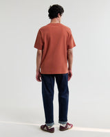 wax london men's Dean - Rust Textured Organic Cotton T-Shirt