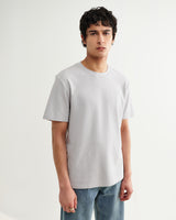 wax london men's Dean - Soft Grey Textured Organic Cotton T-Shirt