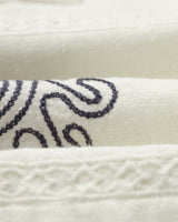 wax london men's Didcot - Ecru Doodle Embroidered Short-Sleeve Shirt