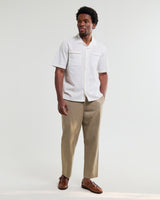 wax london men's Didcot - Ecru Summer Applique Short-Sleeve Shirt