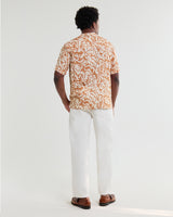 wax london men's Didcot - Tan And Beige Floral Viscose Short-Sleeve Shirt