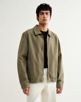 wax london men's Eldon - Khaki Crinkle Cotton-Linen Jacket