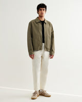 wax london men's Eldon - Khaki Crinkle Cotton-Linen Jacket