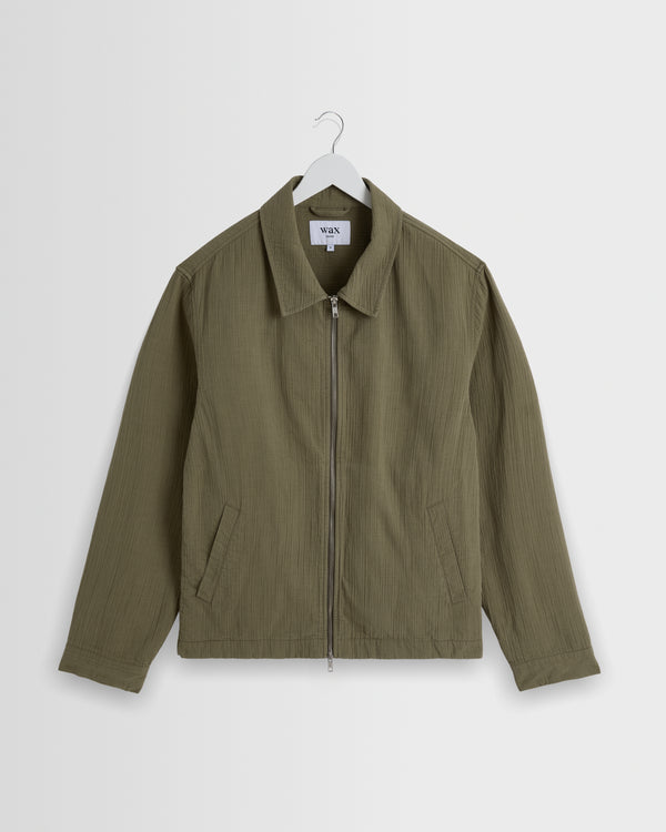 wax london men's Eldon - Khaki Crinkle Cotton-Linen Jacket