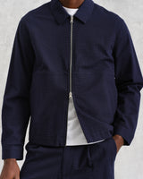 wax london men's Eldon - Navy Cotton Seersucker Jacket