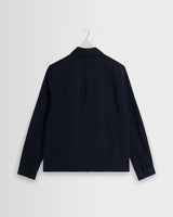 wax london men's Eldon - Navy Crinkle Cotton-Linen Jacket