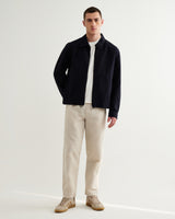 wax london men's Eldon - Navy Crinkle Cotton-Linen Jacket