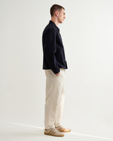 wax london men's Eldon - Navy Crinkle Cotton-Linen Jacket