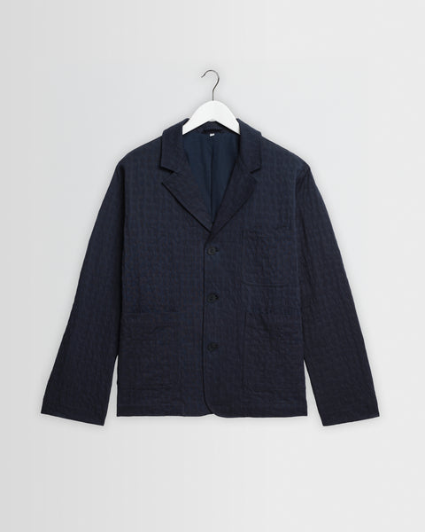 Exmouth - Blazer en coton dobby marine
