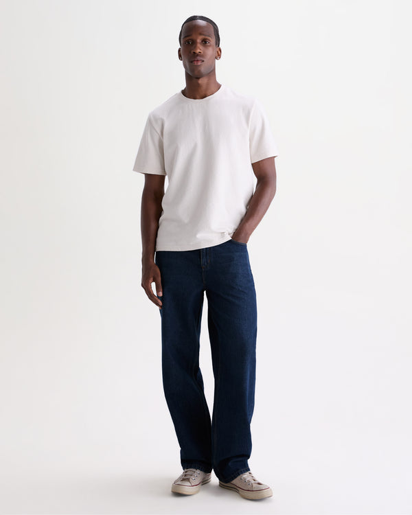 wax london men's Felix - Dark Vintage Blue Wash Loose Fit Denim Jeans