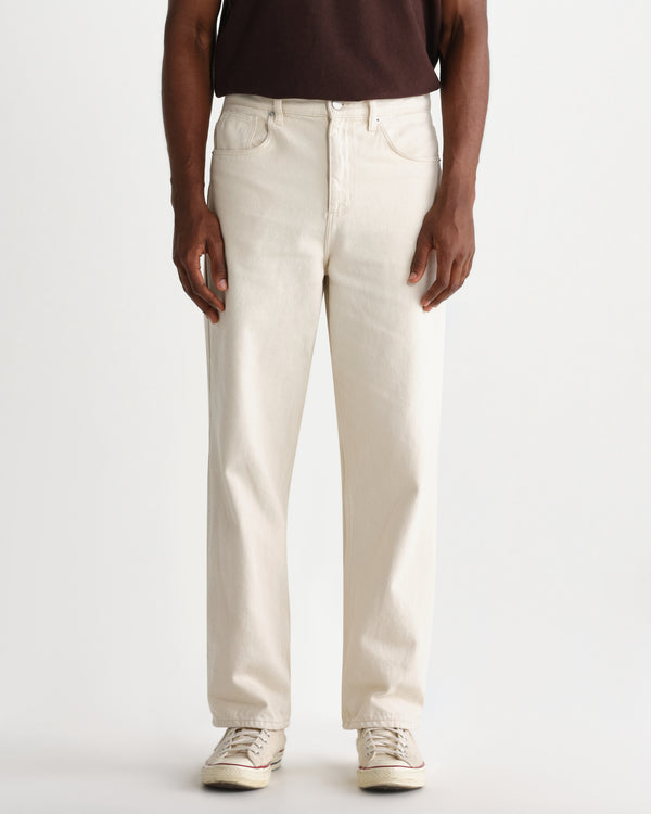 wax london men's Felix - Ecru Loose Fit Denim Jeans
