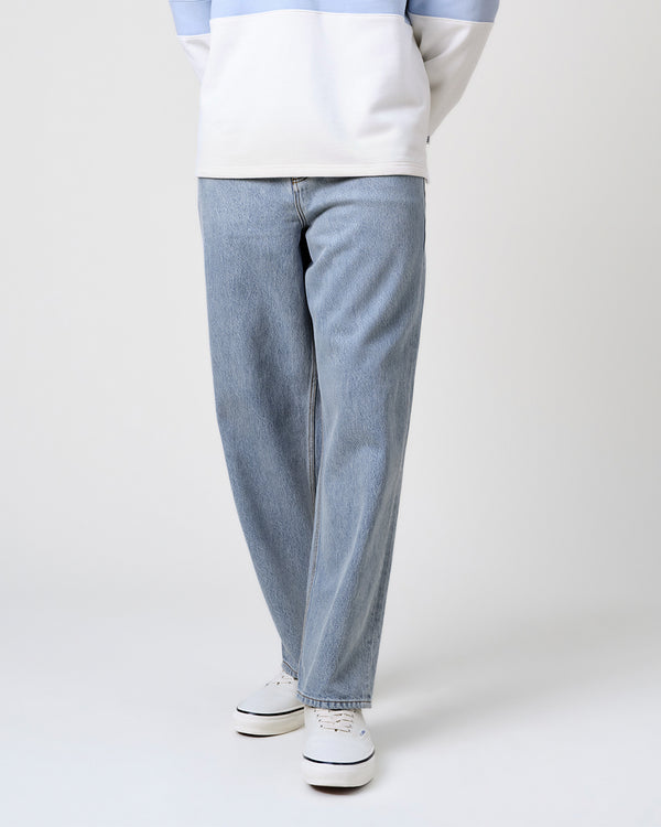 wax london men's Felix - Light Blue Wash Loose Fit Denim Jeans