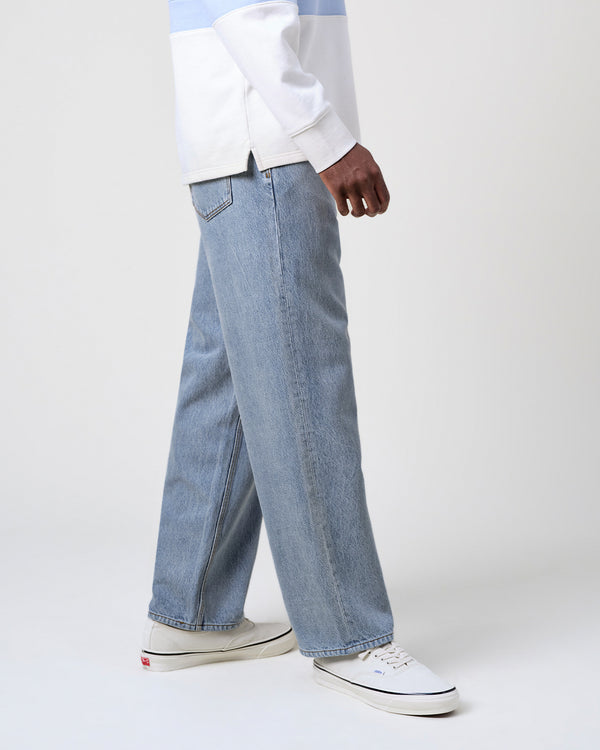 wax london men's Felix - Light Blue Wash Loose Fit Denim Jeans