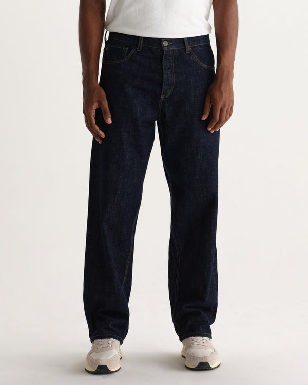 wax london men's Felix - Rinse Wash Selvedge Loose Fit Denim Jeans