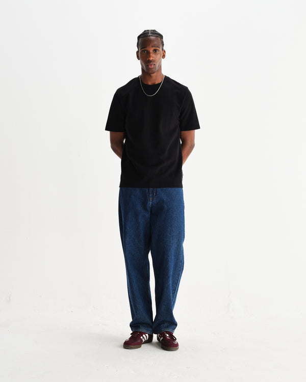wax london men's Felix - Vintage 90s Blue Wash Loose Fit Denim Jeans