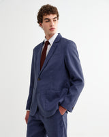 wax london men's Fintry - Mid Blue Linen Single-Breasted Blazer