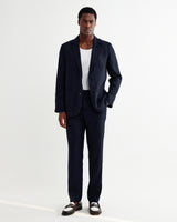 wax london men's Fintry - Navy Linen Single-Breasted Blazer