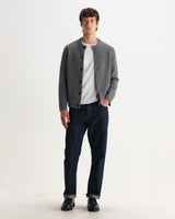 wax london men's Granby - Grey Ribbed Wool Cardigan