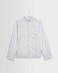 Halcomb - Chemise en coton à rayures écru et multicolores