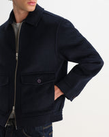 wax london men's Hamblin - Navy Double-Faced Wool Check Jacket