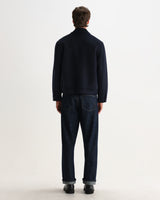 wax london men's Hamblin - Navy Double-Faced Wool Check Jacket