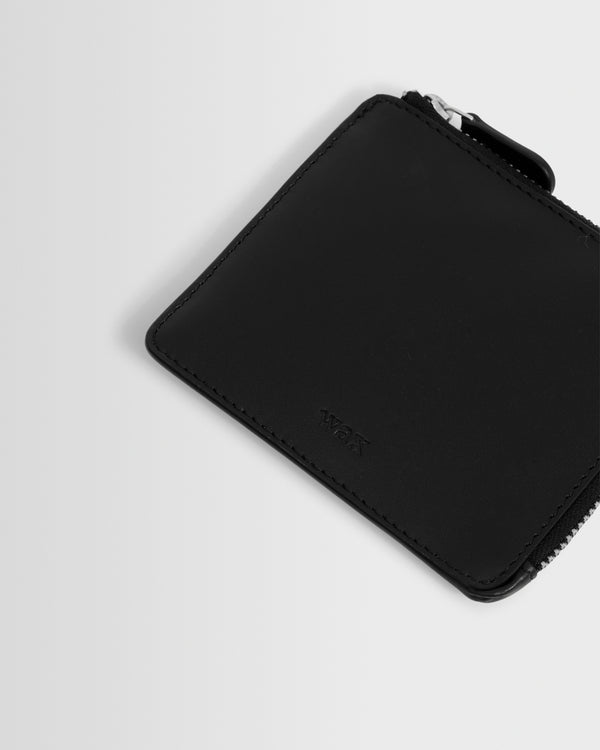 wax london men's Harford - Black Leather Zip Wallet