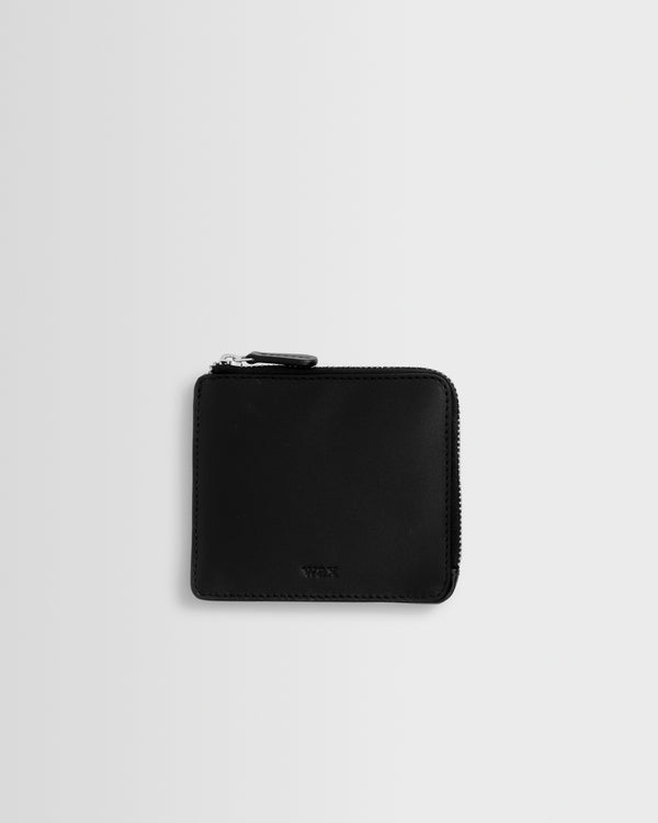 wax london men's Harford - Black Leather Zip Wallet