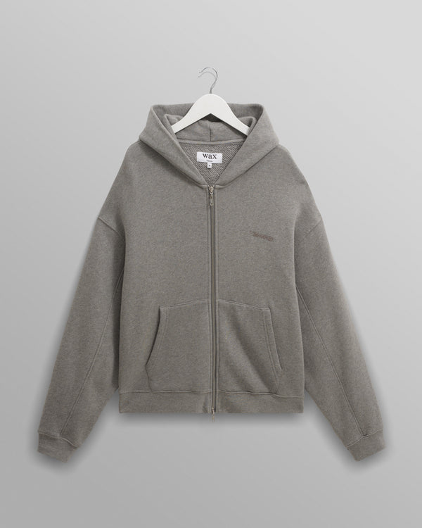 wax london men's Harris - Grey Embroidered Logo Loopback Cotton Hoodie