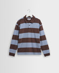 Hartley - Brown And Blue Block Stripe Long-Sleeve Polo