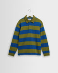 Hartley - Green And Blue Block Stripe Long-Sleeve Polo