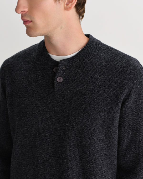 wax london men's Harvey - Charcoal Zig Zag Wool Jumper