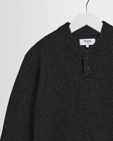 wax london men's Harvey - Charcoal Zig Zag Wool Jumper
