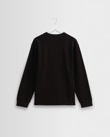 wax london men's Hayden - Black Textured Organic Cotton Long Sleeve T-Shirt