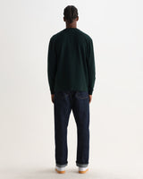 wax london men's Hayden - Dark Green Emorised Cotton Long-Sleeve T-Shirt