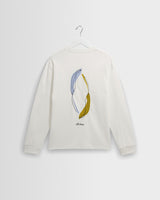 wax london men's Hayden - Off-White Leaf Embroidery Long-Sleeve T-Shirt
