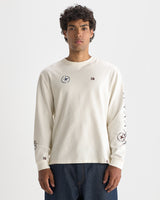 wax london men's Hayden - White And Multicolour Graphic Cotton Long-Sleeve T-Shirt