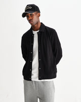 wax london men's Hays - Black Structured Waffle Overshirt