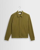 wax london men's Hays - Green Waffle Jersey Overshirt