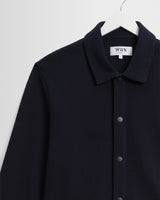 wax london men's Hays - Navy Structured Waffle Overshirt