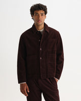 wax london men's Healey - Dark Brown Corduroy Chore Jacket