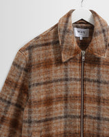 wax london men's Heath - Natural And Tan Drawn Check Jacket