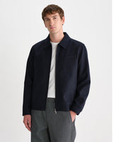 wax london men's Holland - Dark Navy Wool Blend Stripe Jacket