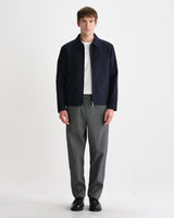 wax london men's Holland - Dark Navy Wool Blend Stripe Jacket