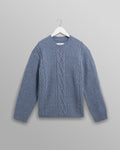Hyatt – Hellblauer Kabelstrick-Pullover mit Rundhalsausschnitt