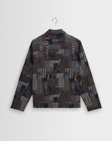 wax london men's Iggy - Navy And Brown Abstract Jacquard Jacket