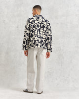 wax london men's Iggy - Navy And Ecru Spin Jacquard Jacket