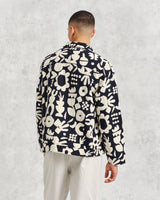 wax london men's Iggy - Navy And Ecru Spin Jacquard Jacket