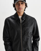 wax london men's Kendal - Black Leather Jacket